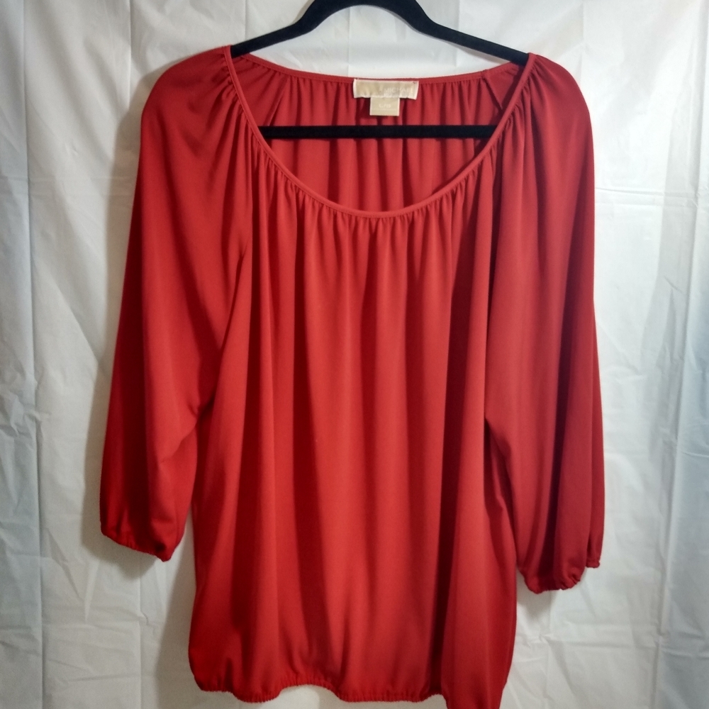 MICHAEL Michael kors red balloon sleeve blouse